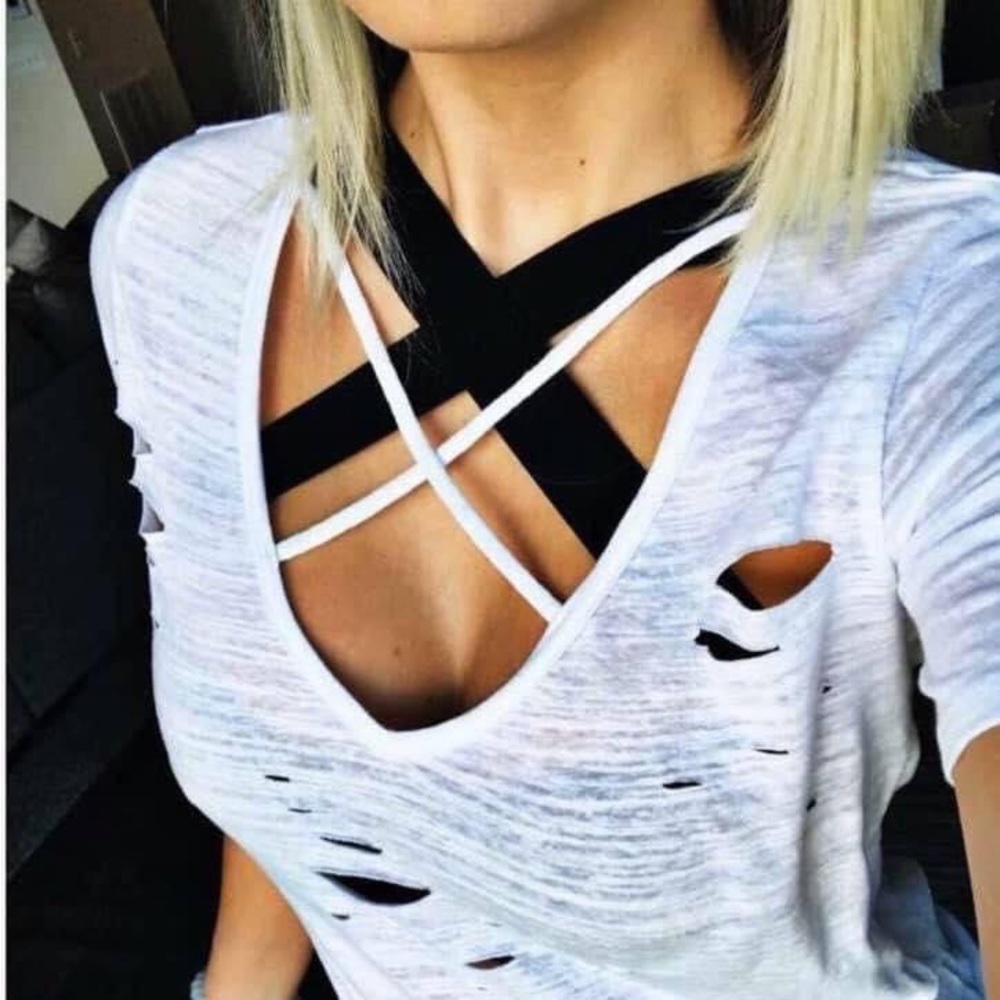 Criss Cross bralette black size large